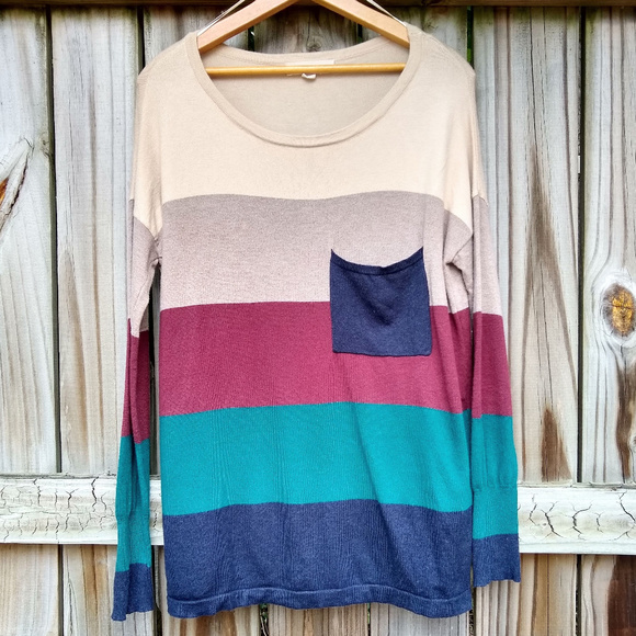 Lovestitch Striped Color Block Sweater - Picture 1 of 6